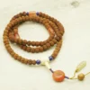 Vajra Bodhi Seed Mala Bracelet｜Mammoth Ivory Guru Bead with Nanhong Agate｜Jade & Wood Bead Tassels