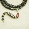 Sacred Tibetan Dzi & Zhanguo Bracelet Macro｜40mm Master Dzi with Three Guardian Beads