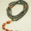 Himalayan Trinity Mala Vertical Composition｜Hetian Jade with Nanhong & Jadeite Pendant