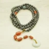 108-Bead Trinity Blessing Mala｜Hetian Jade, Nanhong & Jadeite Top View