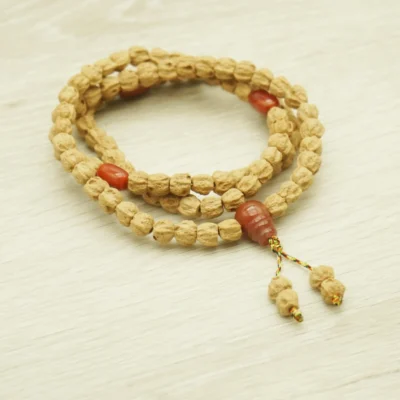 Bodhi Seed Mala Folded Layers｜Carnelian Guru Bead & Accents｜Tibetan Buddhist Meditation Tool