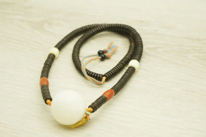Coconut Mala Full Layout｜Tridacna + Carnelian & Mammoth + Handmade Tassels｜Tibetan Buddhist Ritual Item