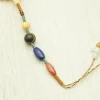 Harmony Mala Pendant Close-Up｜Beeswax-Lapis-Dzi-Agate Bead Mix｜Tibetan Knotted Tassel Craftsmanship