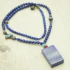Lapis Lazuli Mala Overview｜Cloisonné Connectors & Ceramic Beads｜Tibetan Folded Display