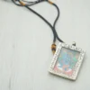 Mineral Pigment Acala Thangka｜Orange-Blue-Green Palette with Silver Tibetan Script｜Tibetan Buddhist Protective Art