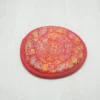 14cm Red Tibetan Hand-Embroidered Singing Bowl Cushion - Cotton Base with Auspicious Patterns