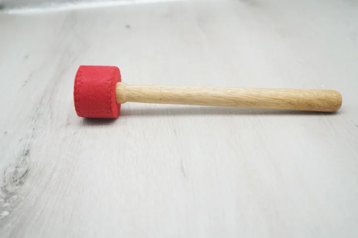Vanmuguo Tibetan Singing Bowl Mallet Side View - Tapered Wood Handle with Red Velvet Head｜30cm×6cm Meditation Tool