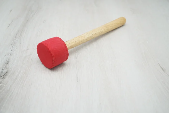 Vanmuguo Silicone Singing Bowl Mallet - Wood Handle with Red Velvet Head｜6cm×30cm Tibetan Sound Healing Tool