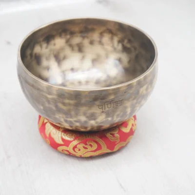 18cm Sea Wolf Star Santa Singing Bowl - Antique Copper with Tiger Stripes & Tibetan Inscriptions｜Sacred Sound Healing Instrument