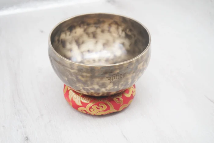18cm Sea Wolf Star Santa Singing Bowl - Antique Copper with Tiger Stripes & Tibetan Inscriptions｜Sacred Sound Healing Instrument
