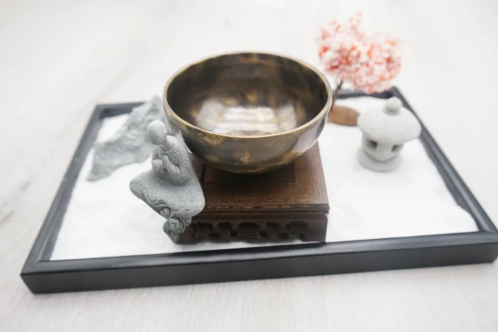 Tibetan Meditation Scene - Bronze Bowl with Zen Garden｜10cm Standard Ritual Item