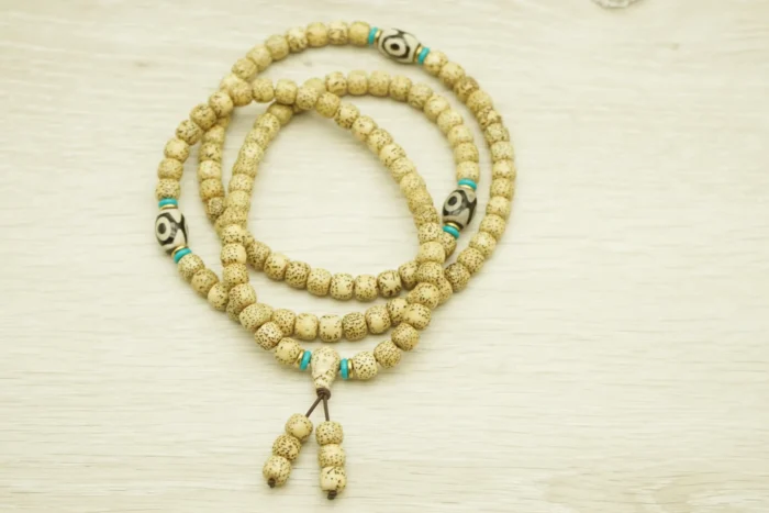 8mm Star Moon Bodhi Beads with Genuine Tibetan Dzi - 图片 3
