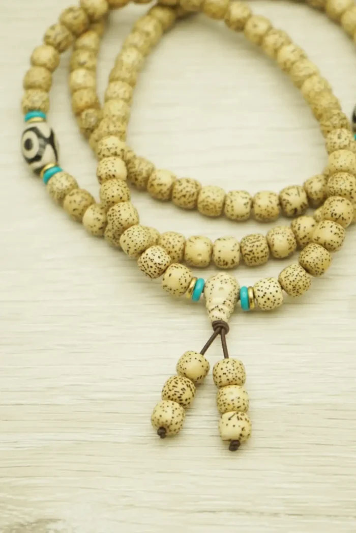 8mm Star Moon Bodhi Beads with Genuine Tibetan Dzi - 图片 2