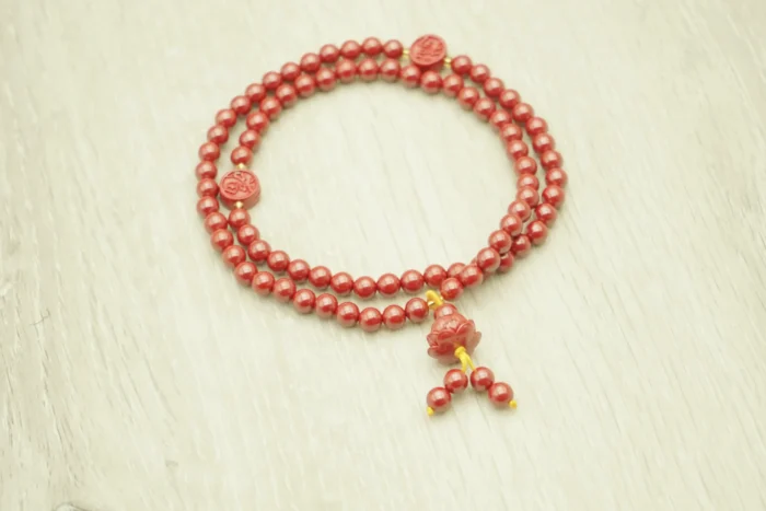 Red Fortune Cinnabar Mala Necklace - 图片 2