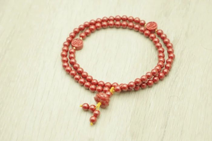 Red Fortune Cinnabar Mala Necklace
